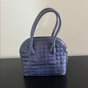 Vintage Mark Cross Blue Quilted Handbag